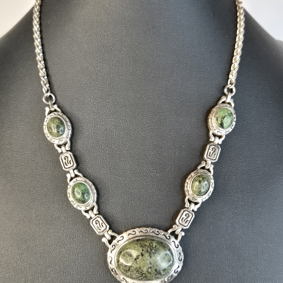 Jewelry - Rare OOAK Vintage Sterling Silver 925 Thailand Chrysoprase Necklace Artisan 43g